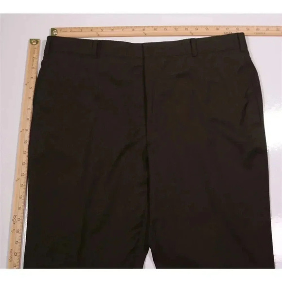 Adrian Jules Bespoke Recent Solid Brown Flat Front Wool Dress Pants 38x30 - Picture 4 of 6